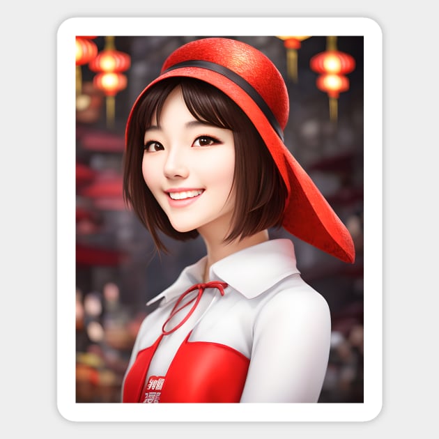 Portrait of a Chinese Woman Sticker by Fantasyscape